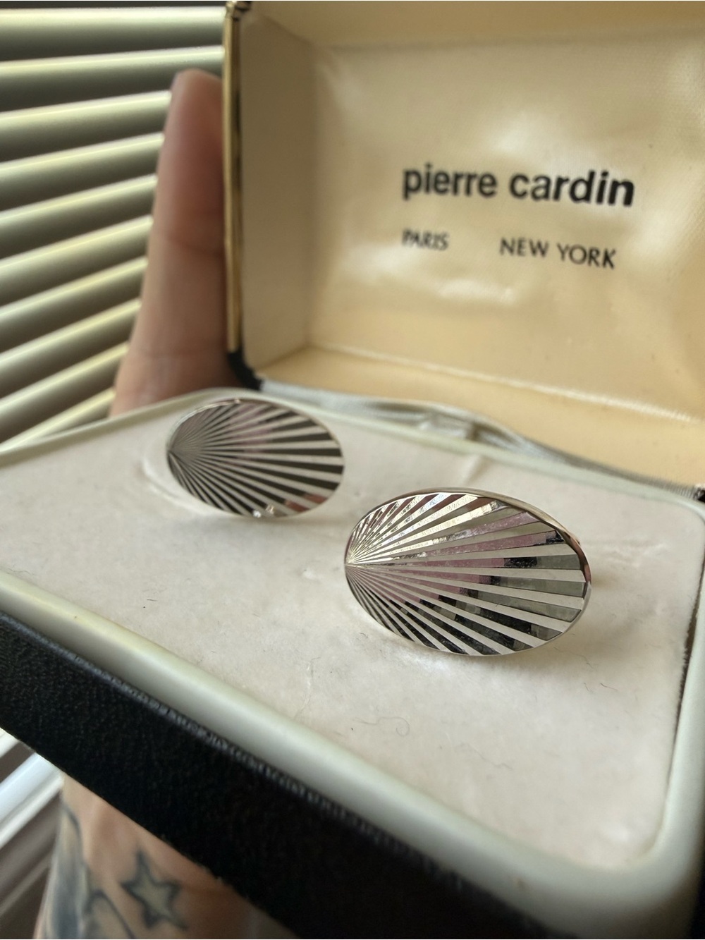 Pierre Cardin Silver Oval Cufflinks - Picture 3 of 8